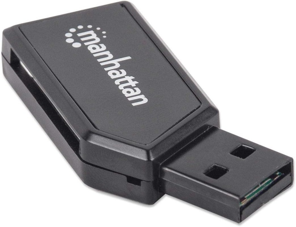 Lector tarjetas 24-1 usb negro mini Manhattan