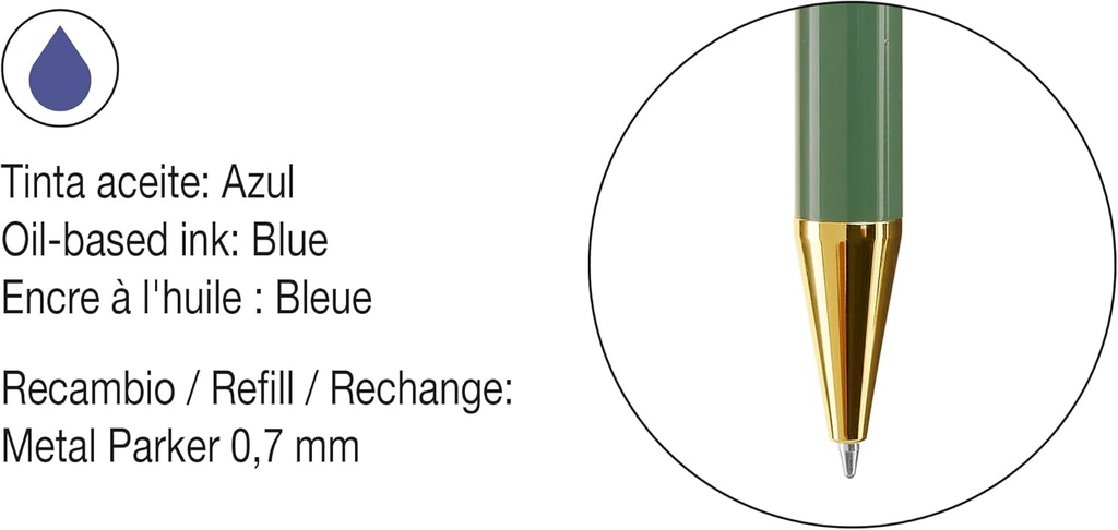 Bolígrafo Verde tinta azul Miquelrius