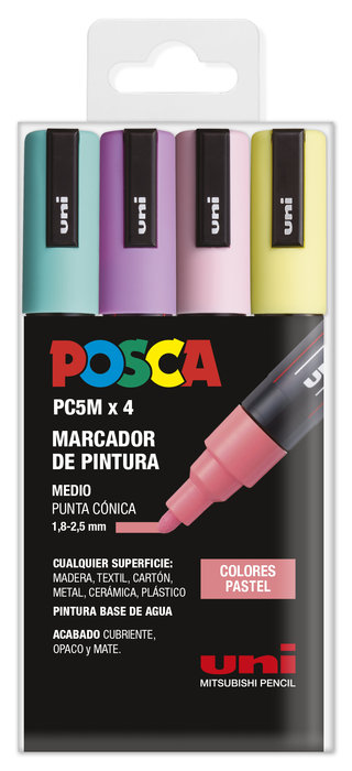 Marcador PC5M 1.8-2.5mm 4uds pastel Posca