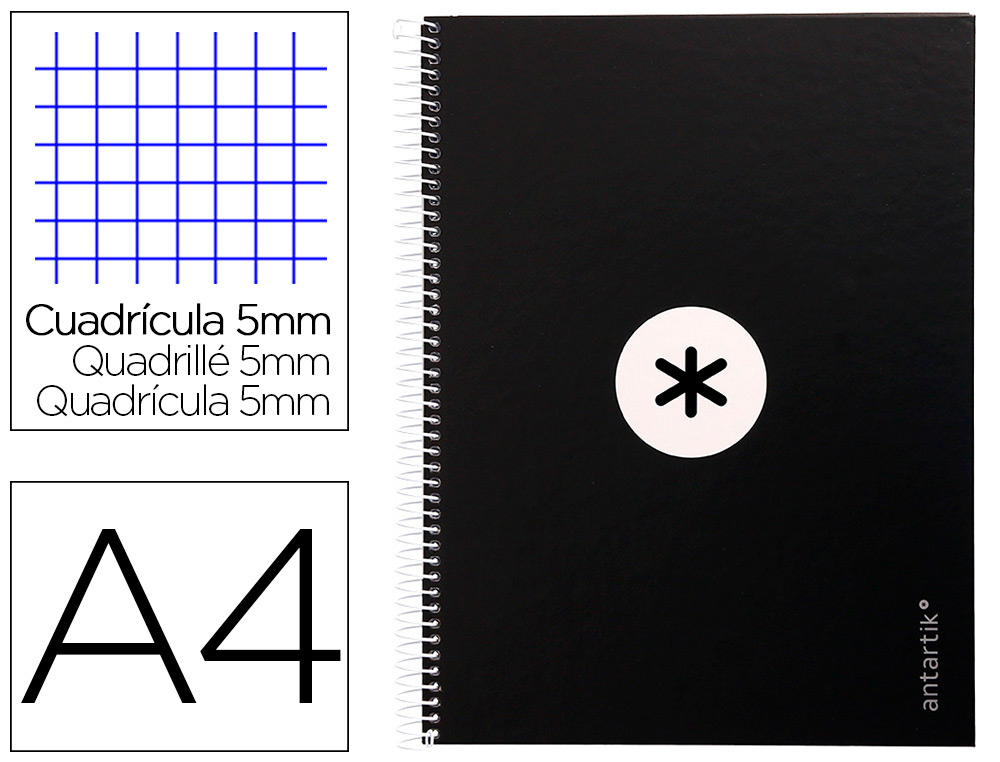 Cuaderno espiral 5X5 A4 90g 80h T/D 1B Antartik