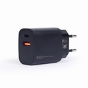 [TA-UQC3-03] Cargador rápido usb 2xusb tipo C y 3.1 18 W negro Gembird