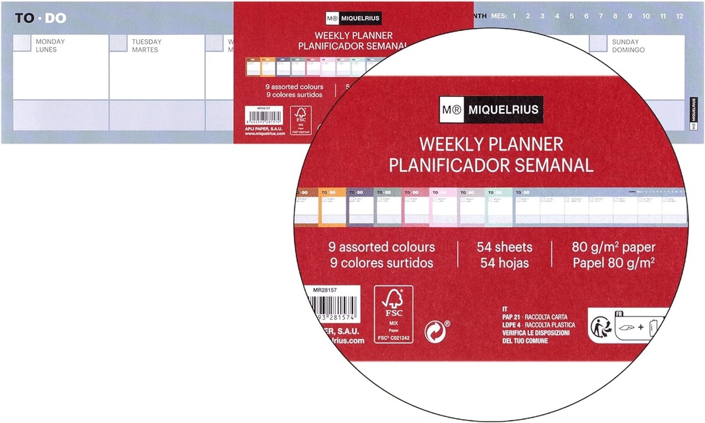 Planificador Semanal Horizontal 80g 54h TO-DO atemporal MR