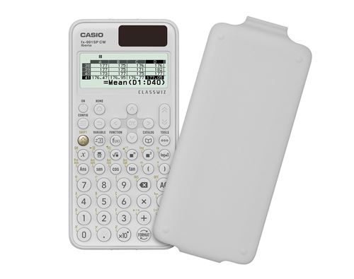 Calculadora casio FX-991SPCW classwizz cientifica 576 funciones 9 memorias 15+10+2 digitos codigo QR con tapa blanca