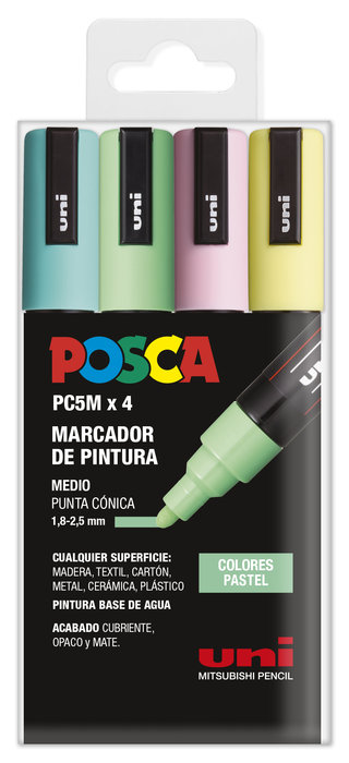 Marcador PC5M 1.8-2.5mm 4uds pastel II Posca