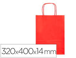 Bolsa papel asa retorcida 320x400x14mm roja Q-connect