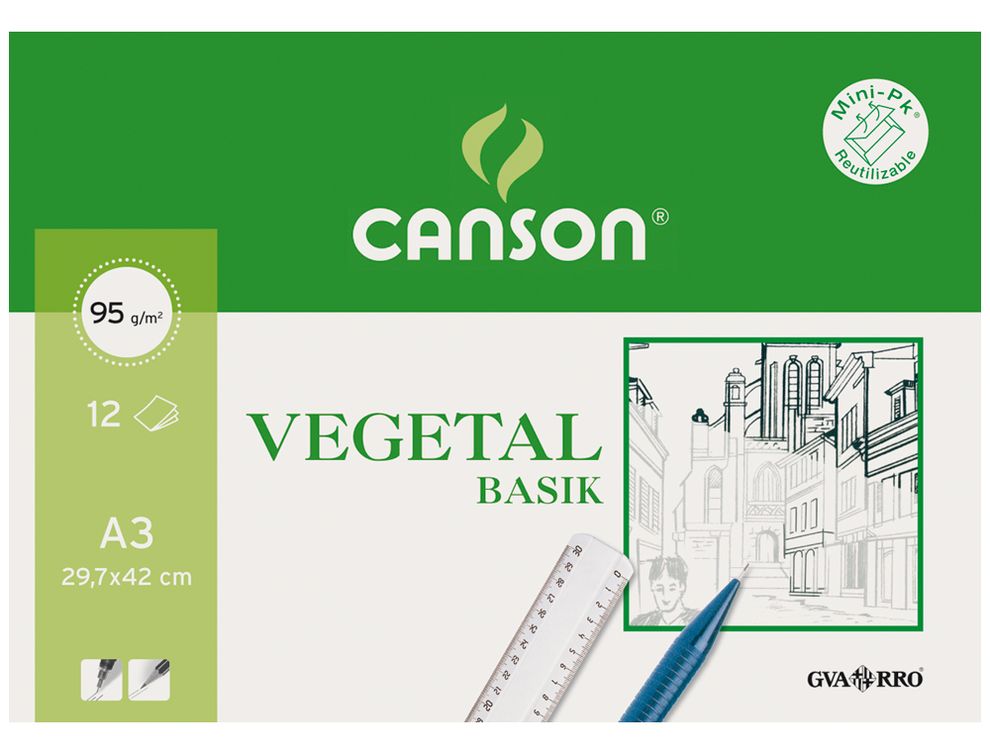 Bloc a3 vegetal 90gr 12h basic canson