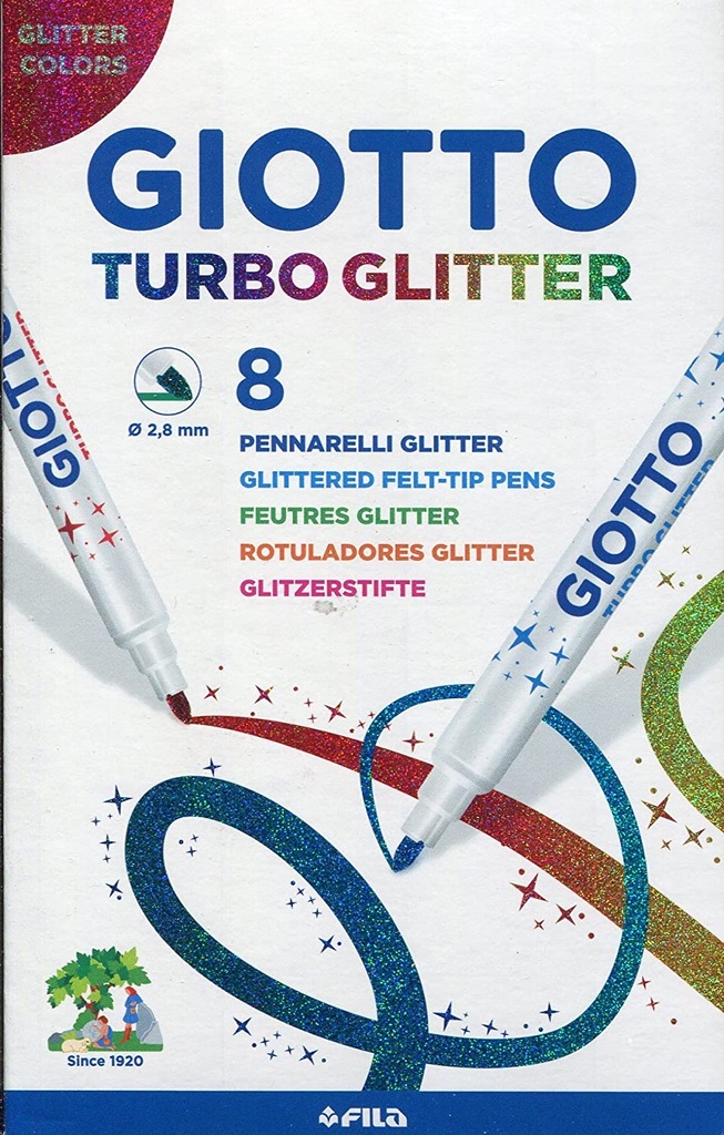 Rotulador 8uds turbo glitter giotto