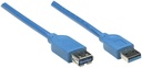 [322379] Cable USB 3.0 A M/ A H 2.0M Manhattan azul