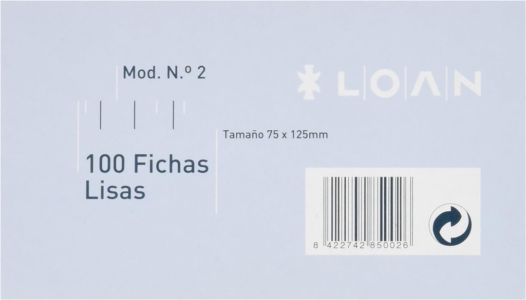 Fichas lisas Nº 2 7,5X12,5 100uds