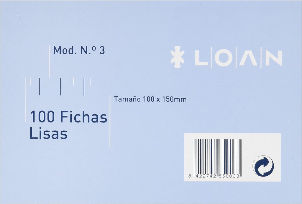 Fichas lisas Nº 3 10X15 100uds Loan