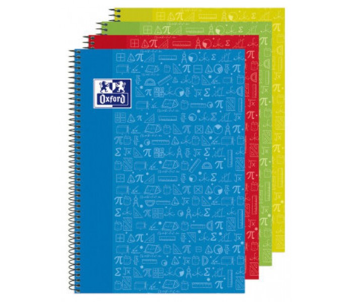 Cuaderno espiral 4X4 Fº 90g 80h Matematicas T/D Write&amp;Erase colores surtidos Oxford