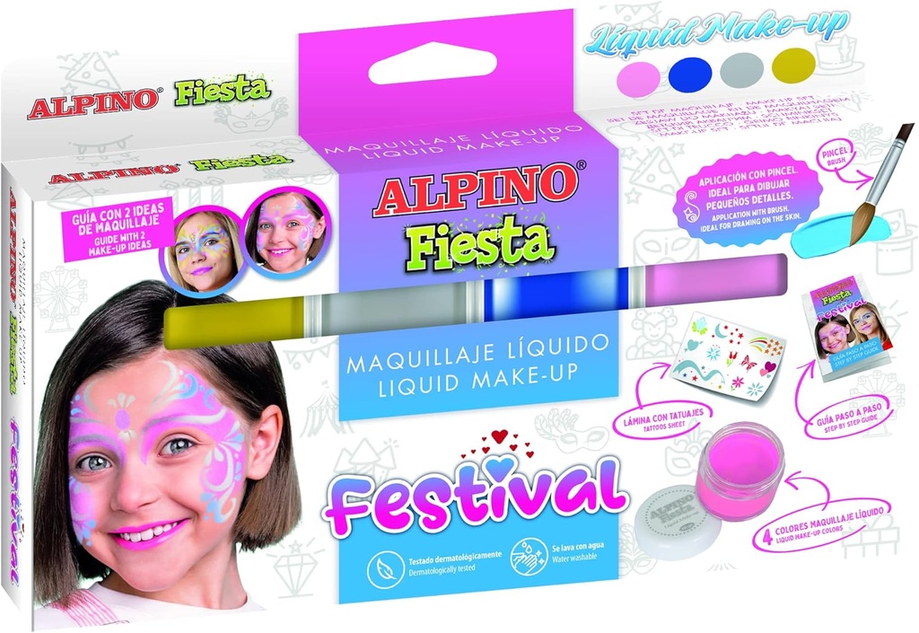 Maquillaje alpino Festival caja de 4 colores surtidos + pincel + folleto