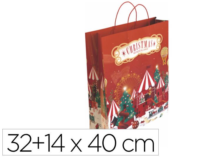 Bolsa regalo navidad 32+14 x 40cm Basika