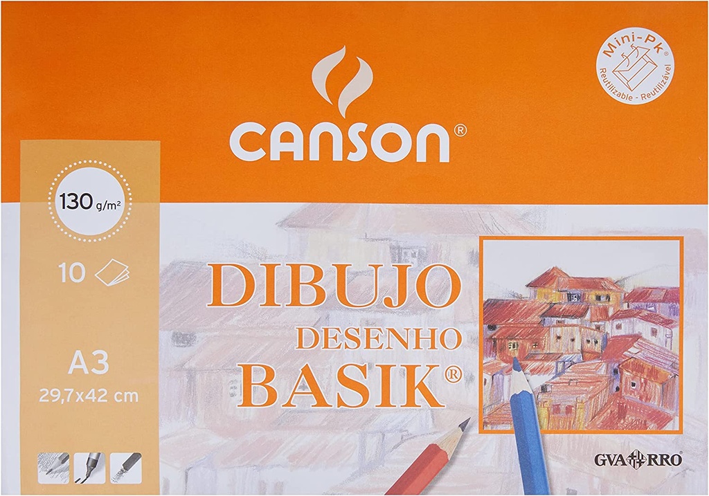 PAPEL DIBUJO A3 CANSON BASIK 130G