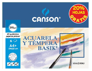 PAPEL A4 370GR ACUARELA CANSON BASIK