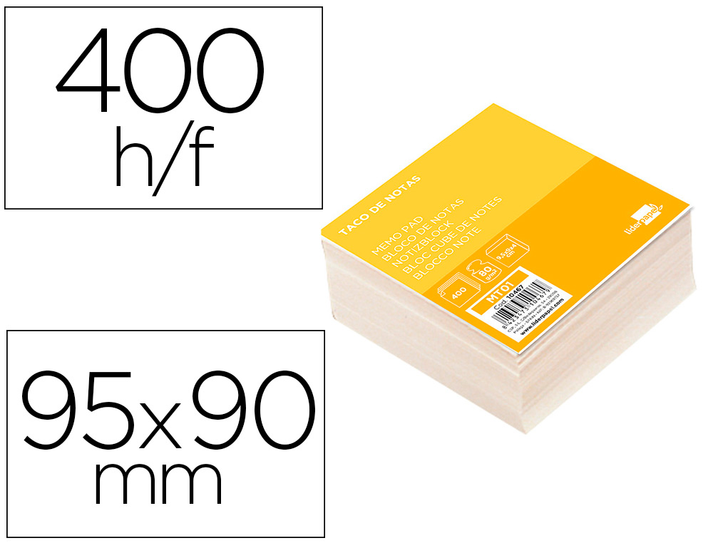 Taco papel 95x90x40mm 80g sin encolar blanco Liderpapel