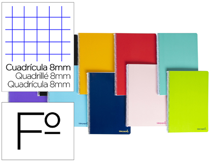 Cuaderno espiral 8x8 Fº 60gr 80h T/B Liderpapel