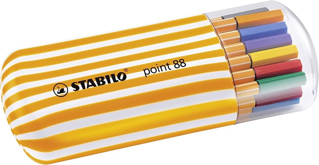 Rotulador punta fina STABILO point 88 - Estuche ovalado con 20 colores