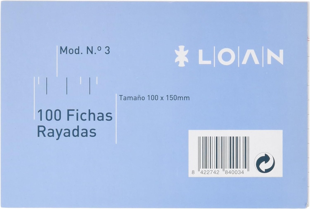 Fichas rayadas 1L 100X150 nº 3 100g 100h Loan