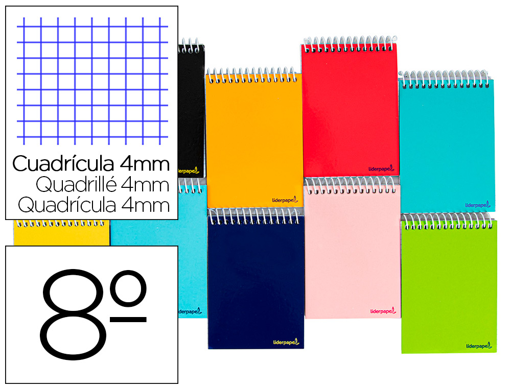 Cuaderno espiral 4X4 8º 60g 80h apaisado Liderpapel