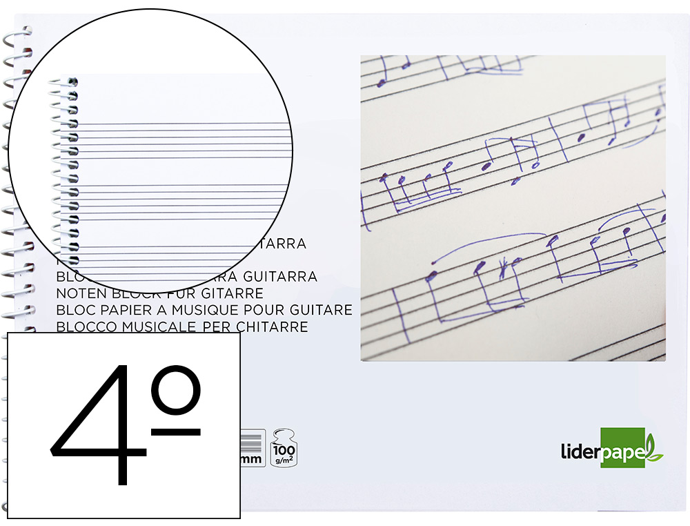 Bloc musica guitarra 4º 3mm 100g 20h Liderpapel