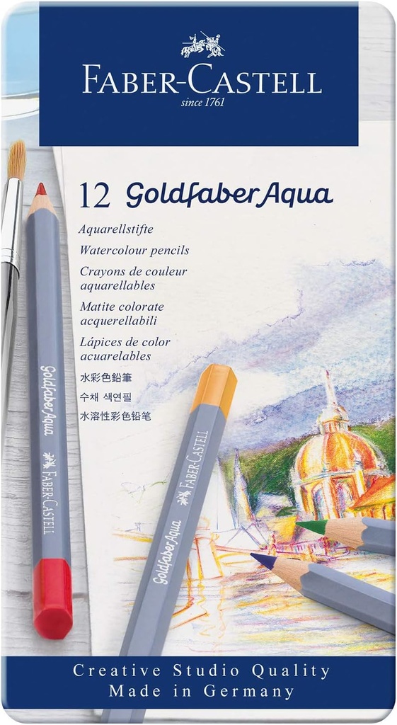 ESTUCHE METAL C/12 LAPICES GOLDFABER ACUARELA