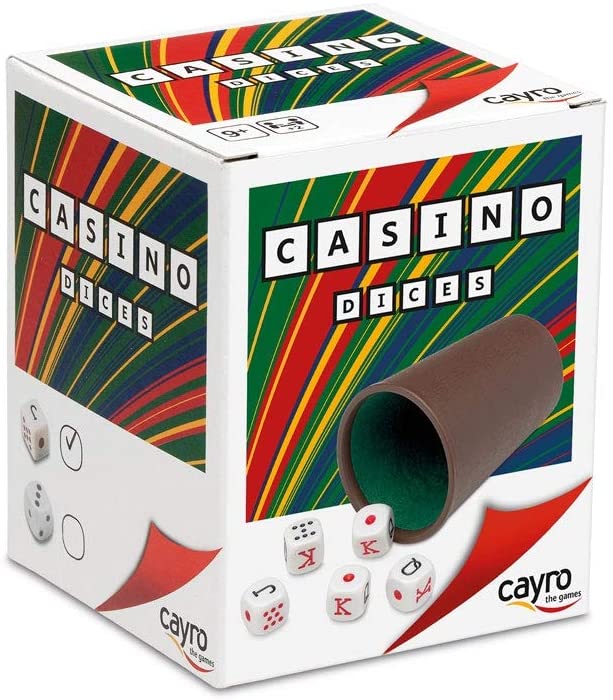 CUBILETE FORRADO + 5 DADOS POKER 16MM CAYRO