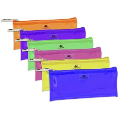 Transparent neon flat 1-zipper pencil case