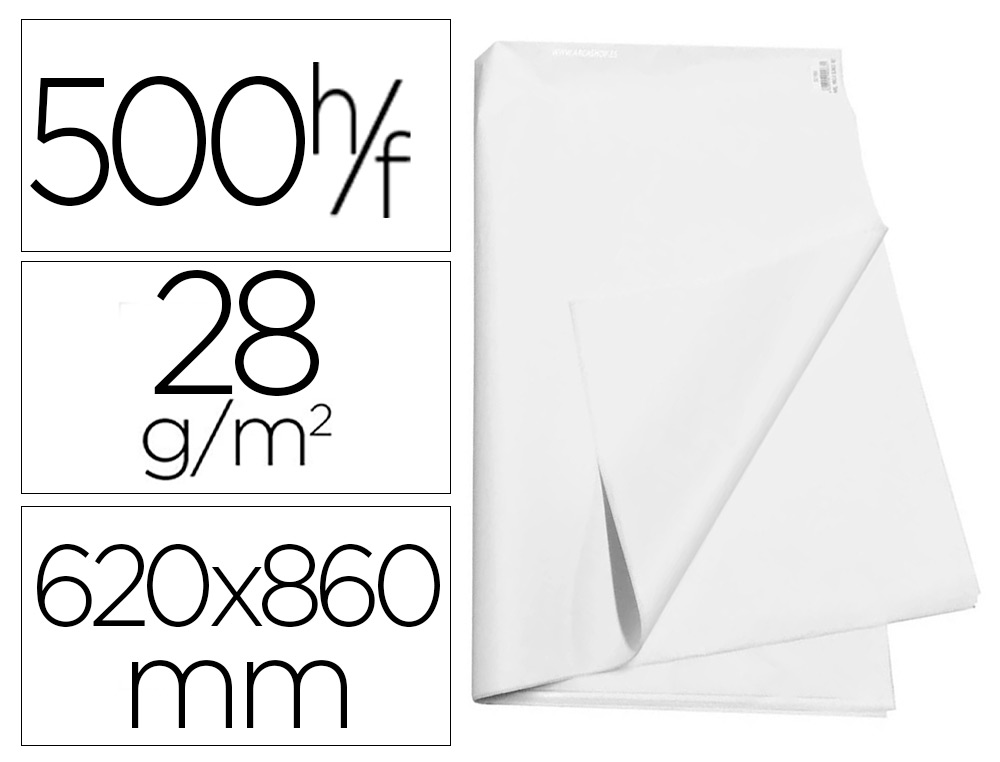 PAPEL MANILA 62X86 BLANCO 500HJ 28GRS