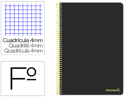 Cuaderno espiral 4X4 Fº 60G 80H T/B con margen Liderpapel