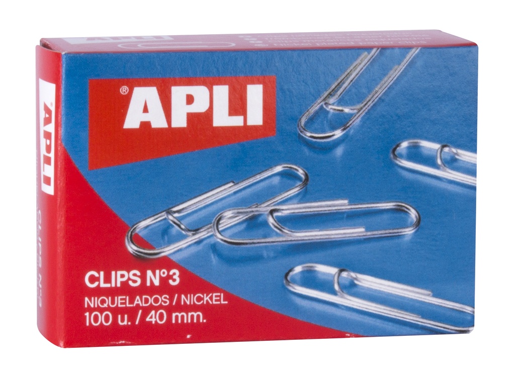 Clips niquelados nº3 40mm 100uds Apli