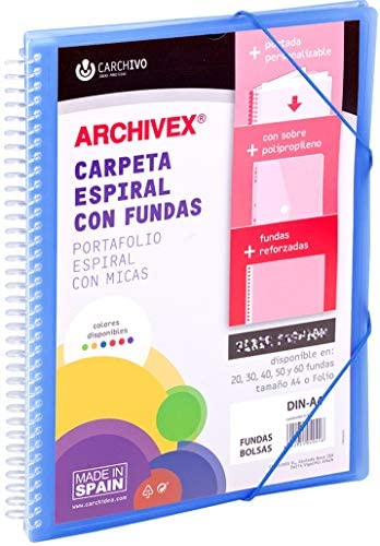 Carpeta espiral 20 fundas A4 personalizable Archivex Star