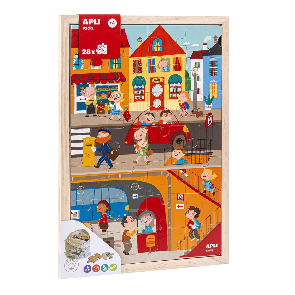 Puzzle niveles La ciudad (28 piezas) Apli +4