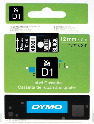 Cinta Dymo negro-blanco 12mm x 7mt D1