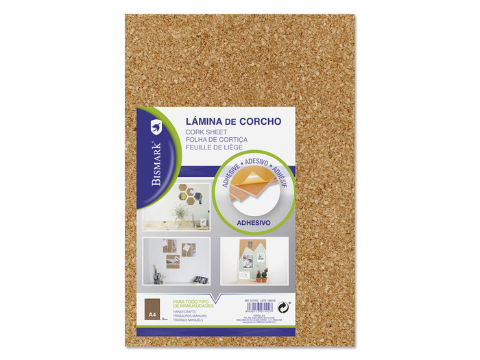 Lamina corcho A4 3mm Adhesiva Bismark