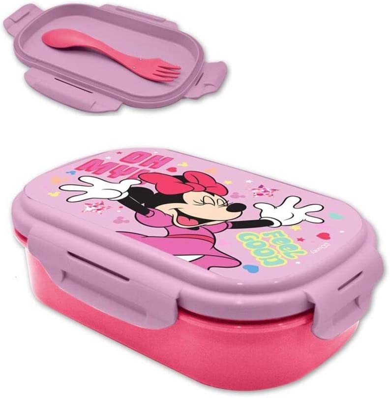 Sandwichera rectangular con cubierto Minnie