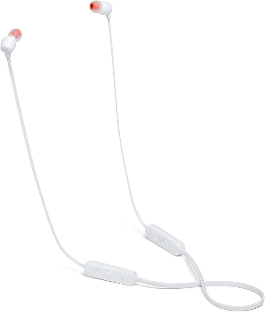 Auriculares inalámbricos intraaurales de banda al cuello, con Bluetooth, Sonido Pure Bass Sound y conectividad multipunto, hasta 8h de música, blanco JBL