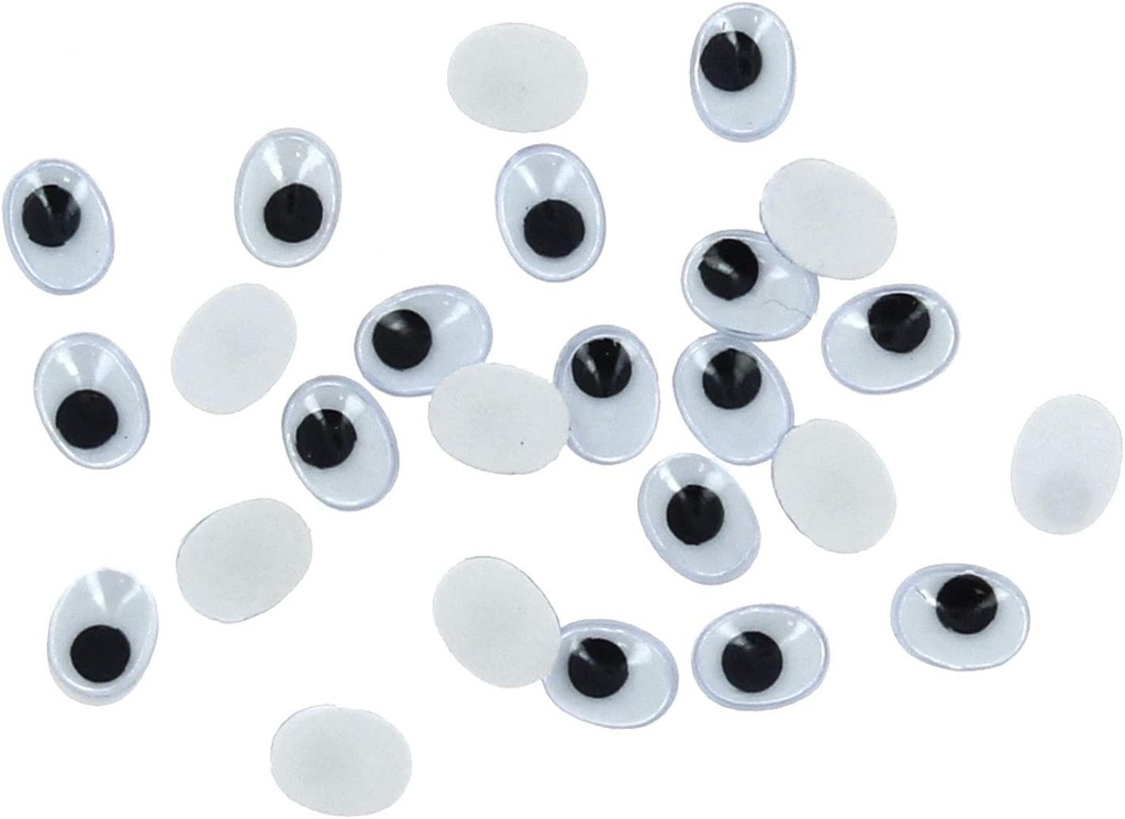 Ojos móviles ovalados adhesivos 20mm 20uds negros Fixo