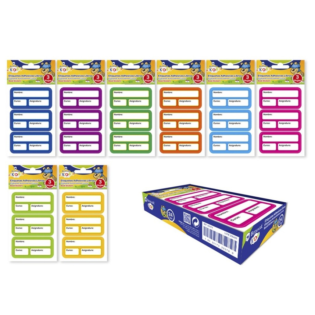 Etiquetas adhesivas libros y cuadernos colores surtidos Bismark