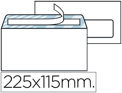[SB07] Sobre 115x225mm ventana derecha tira de silicona open system blanco Liderpapel