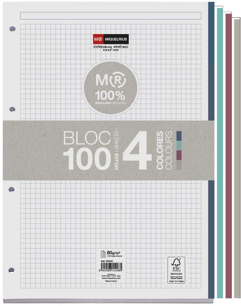 [MR7455] NB BLOC 100 CLA 4 COL. RECICLADO MR