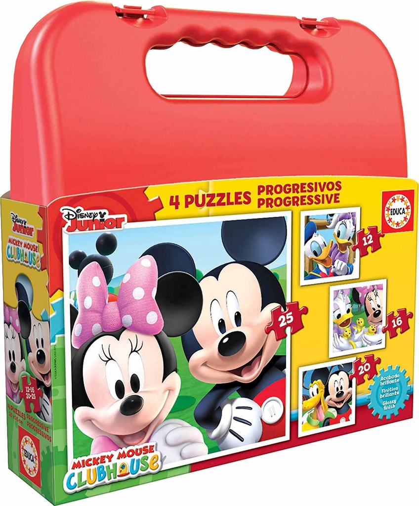 [16505] Mickey Mouse Maleta con Puzzles Progresivos Educa +3