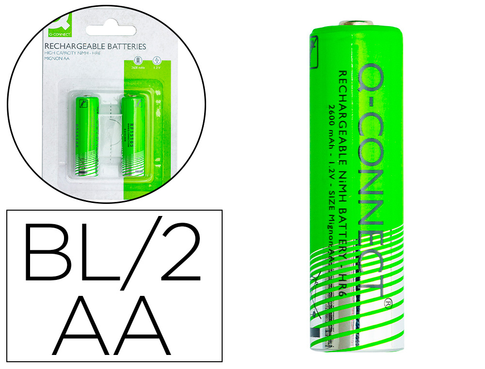 [KF15165] Pilas AA recarganble 2600 mAh 1,5v 2uds Q-connet