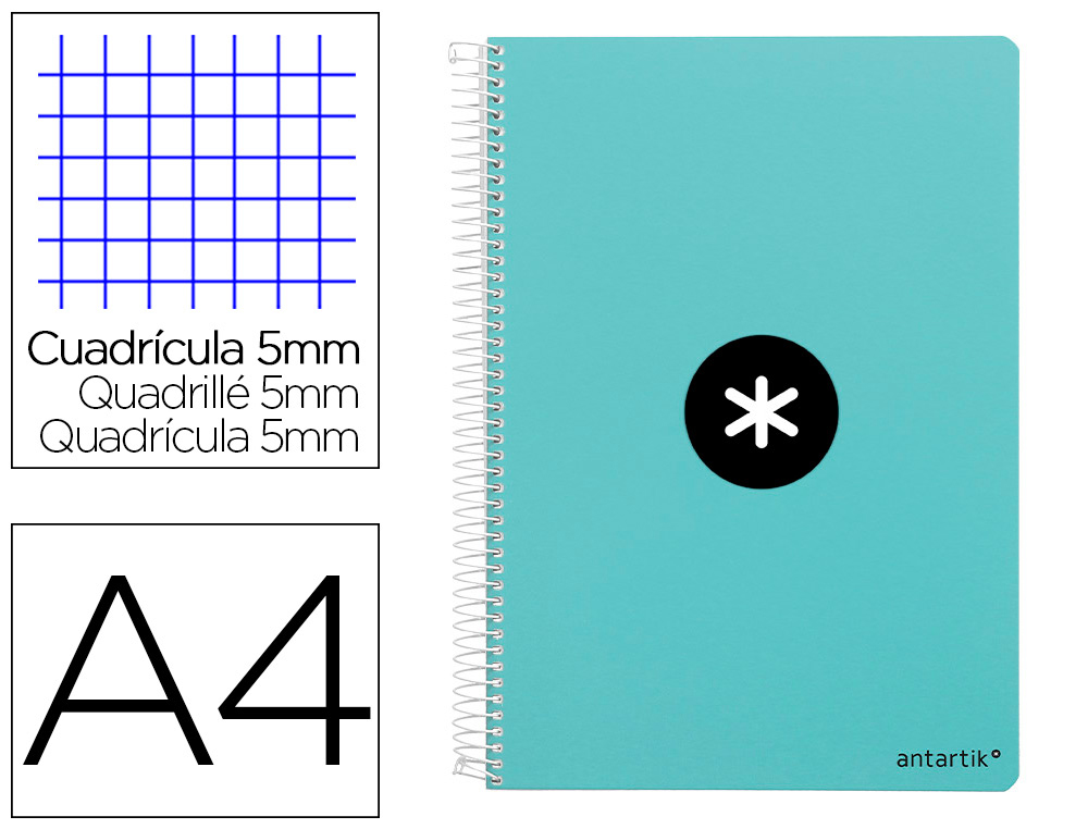 Cuaderno espiral 5X5 A4 100g 80h T/D Antartik