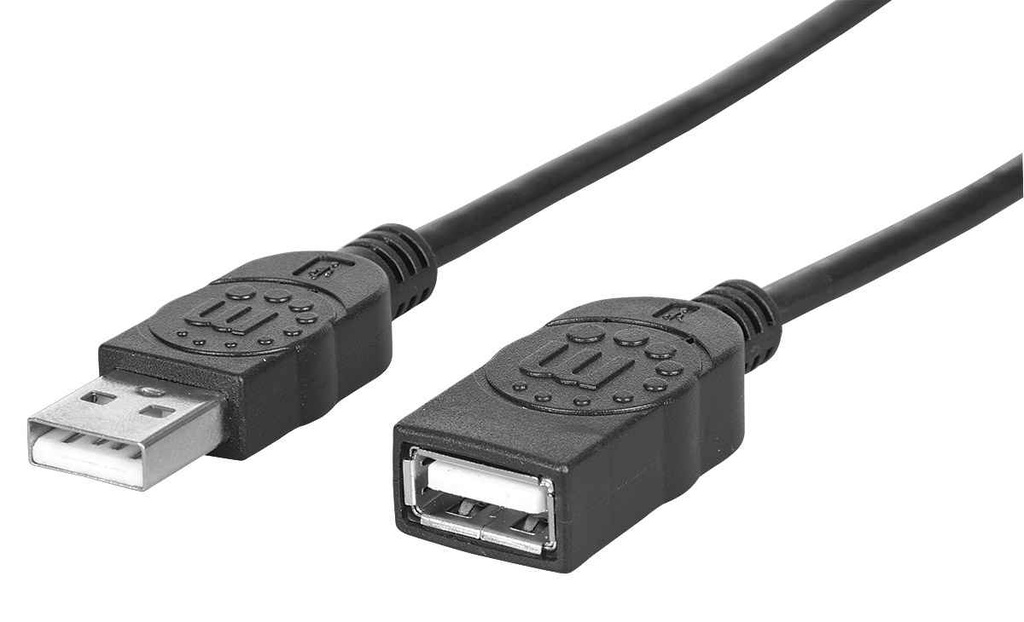 [338653] Cable extensión USB 2.0 1.80m negro Manhattan