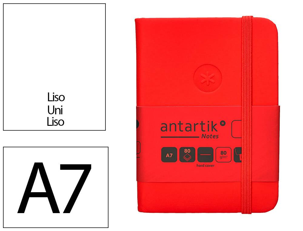 Libreta A7 Lisa 80g 80h T/D con gomilla Antartik