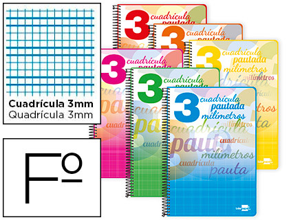 Cuadernos espiral 3X3 pautaguia Fº 75g 80h T/B Liderpapel