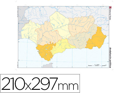 [24591] Mapa Andalucia politico mudo color A4