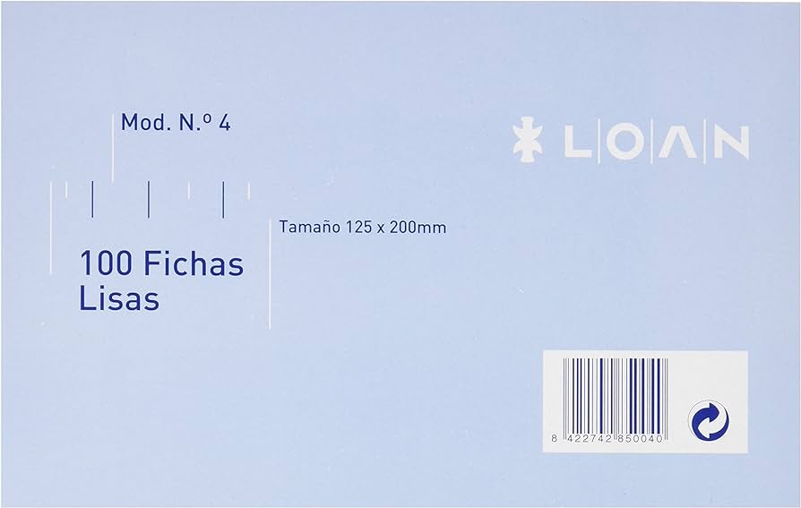 [F-4] Fichas rayadas 1L 125X200 nº 4 100g 100h Loan