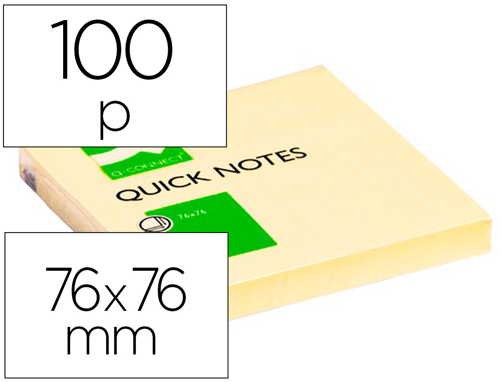 [KF10502] Notas adhesivas  76X76mm 100h Q-connect amarillas